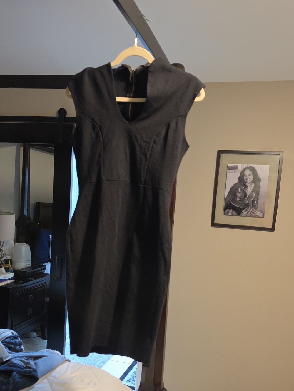 Rolla Coster Black Hooded Sheath Midi Dress